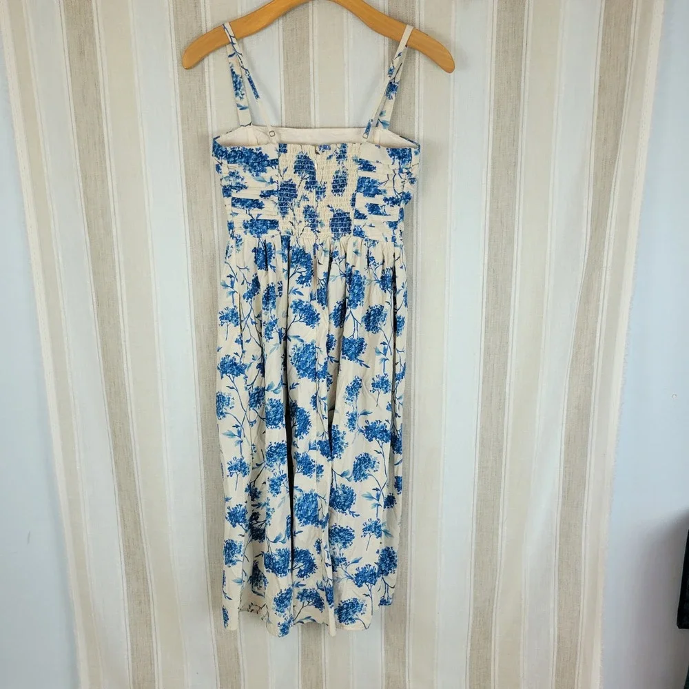 Abercrombie and Fitch Emerson Poplin Wide Strap Midi Dress Size Medium Floral